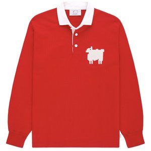 NWT $195 Rowing Blazers x Warm & Wonderful Red Rugby Sheep Polo, Mens XS